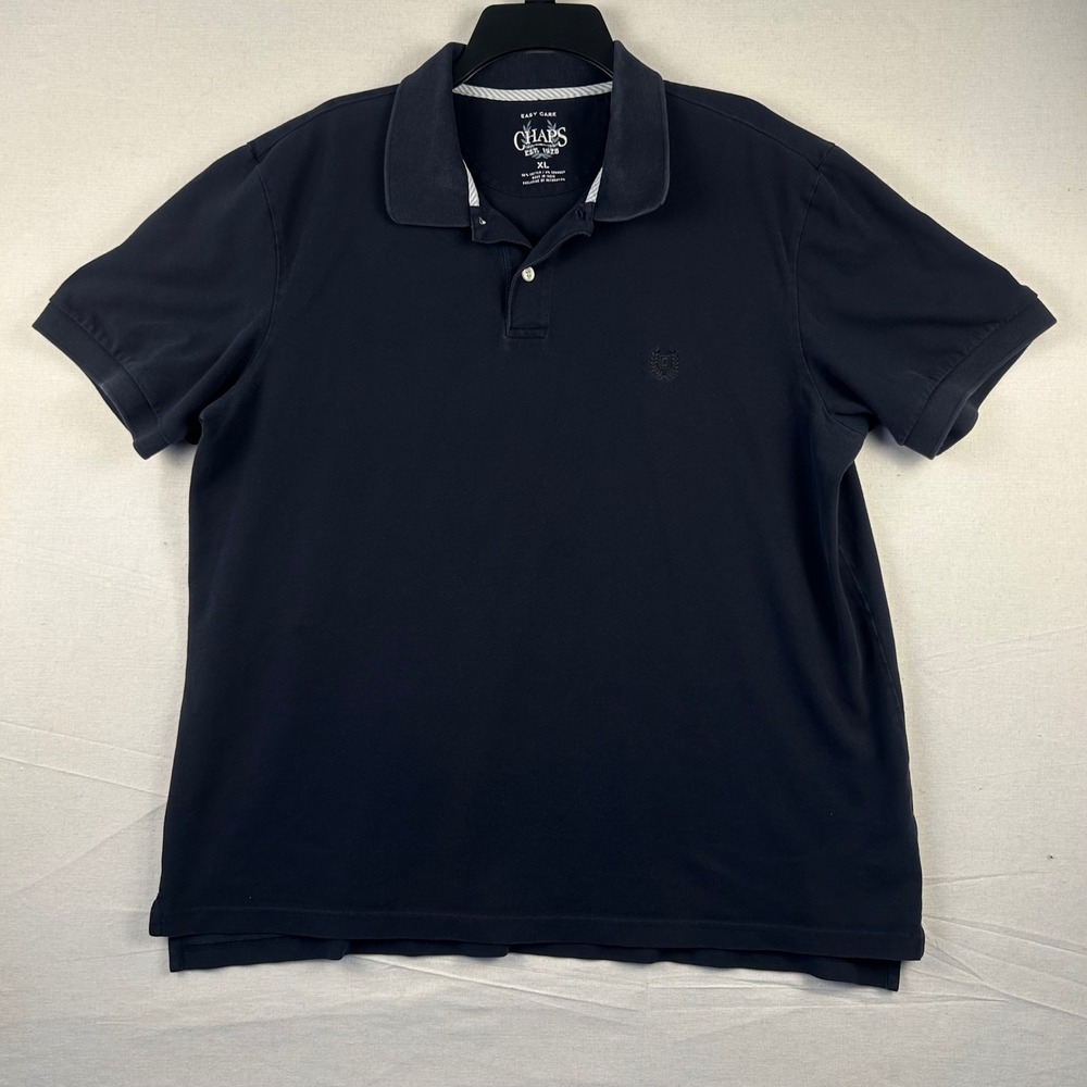 Chaps Mens XL Navy Blue Short Sleeve Easy Care Cotton Blend Polo Shirt